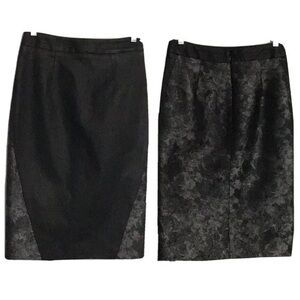 NWOT Kaelen Leather Metallic Midi Skirt 2-4 Black